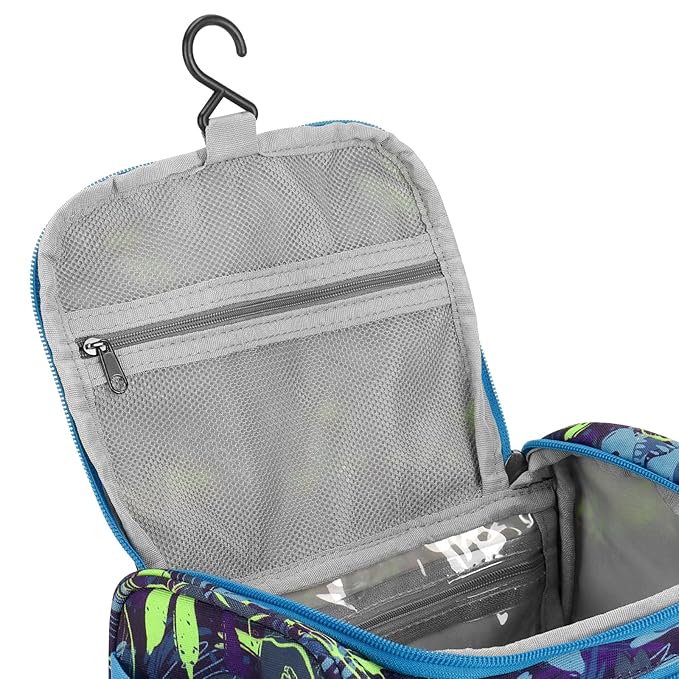Choco Mocha Kids Toiletry Bag for Boys, Travel Hanging Waterproof Cute Toiletry Bag for Kids Christmas Gifts, Ball Blue