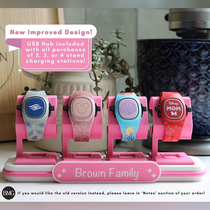 Customizable MagicBand Charging Station Compatible with Disney’s MagicBand+ (White & Blue, x3)
