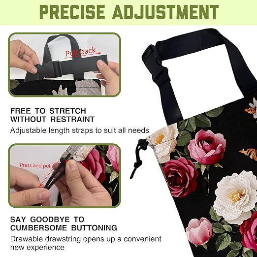 Car Garbage Bag Vintage Roses Floral Butterflies Hanging Canvas Car Trash Bag Waterproof Drawstring Car Back Seat Organizer for Car Back Front Seat Console with Adjustable Buckle