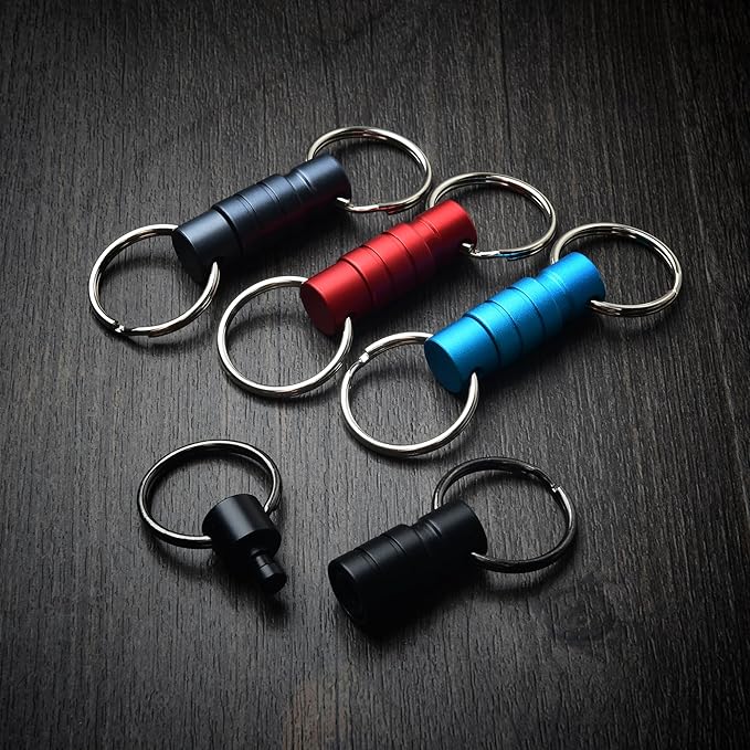 Quick Release Keychain Clip, Small Carabiner Clip & Pull Apart Detachable Key Ring, Car Key Chain Hooks Keyring