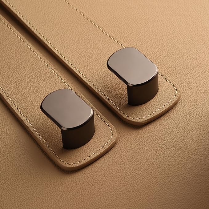 Jayanes Genuine Leather Car Purse Hook - Flexible Car Seat Back Storage Hook for Purses and Bags, Universal Headrest Hooks for Car, Upgraded Car Purse Holder Hanger for Head Rest (Beige-1 Pack)