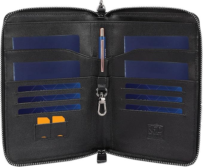 STAR VISTA Lorenzo Full Grain Leather Family Passport Wallet for 4, Large Travel Document Organizer for Exquisite Voyagers, Multi-Currency Compartments, RFID Blocking, AirTag Track, Black