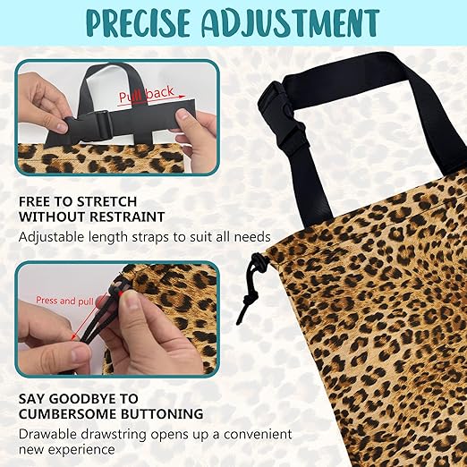 Car Trash Bag Brown Leopard Leak-Proof Waterproof Car Garbage Bag with Drawstring Foldable Canvas Trash Bin with Adjustable Buckle for Car Accessories, Travelling, Camping