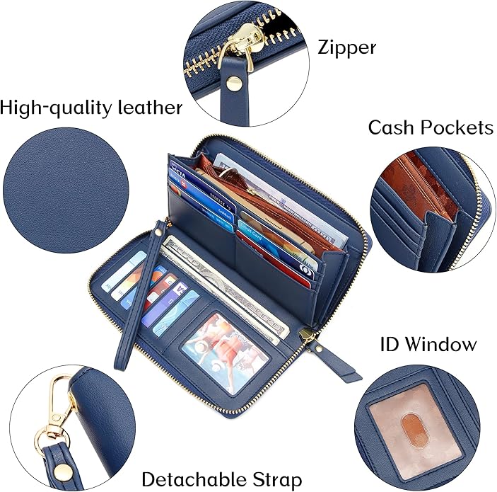 GEEAD Custom Design Wristlet Wallets for Women PU Leather RFID Blocking Wallet
