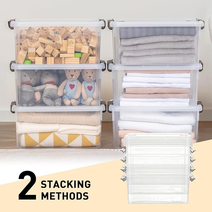 ITYLIFE CITYLIFE 6 Packs 17 QT Plastic Storage Bins with Lids Large Stackable Storage Containers for Organizing Clear Storage Box for Garage, Closet, Classroom, Kitchen