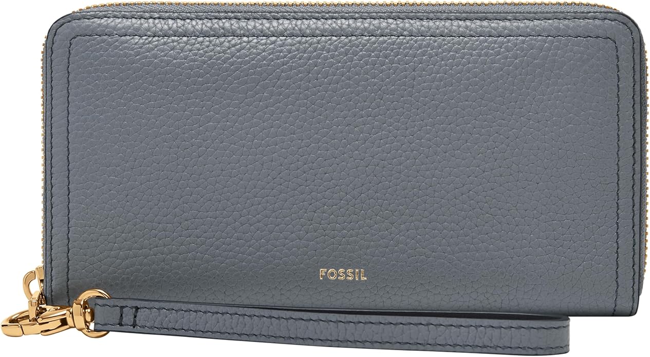 Fossil Women's Logan Leather RFID-Blocking Zip Around Clutch Wallet with Wristlet Strap for Women