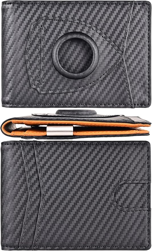 kinzd Slim Wallet with Money Clip RFID Blocking Minimalist Bifold Wallet for Men Genuine Leather Front Pocket Card Holder