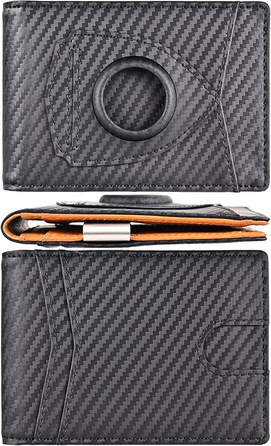 kinzd Slim Wallet with Money Clip RFID Blocking Minimalist Bifold Wallet for Men Genuine Leather Front Pocket Card Holder