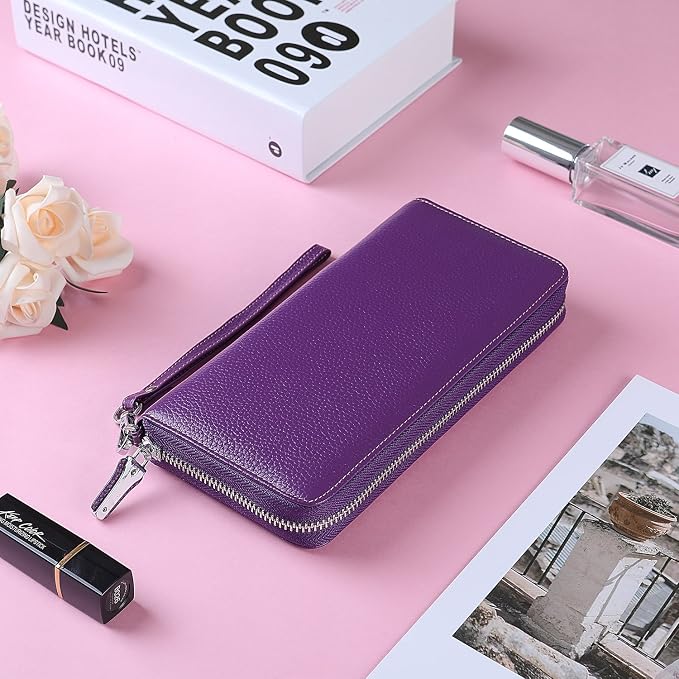 Lavemi Small Compact Women Wallet RFID Blocking Genuine Leather Bifold Purse with ID Windows