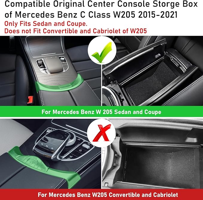 TTCR-II Compatible with Mercedes Benz C Class W205 Center Console Organizer 2015-2021 (Sedan & Coupe Only), for GLC W253 Console Organizer Tray 2016-2022, for GLC Coupe Middle Storage Tray 2016-2023