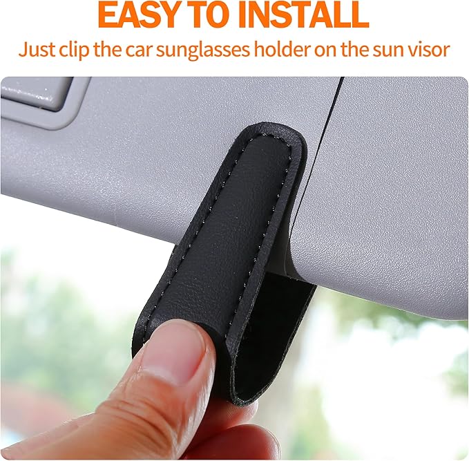 Shering Sunglasses Holders for Car Sun Visor, 2pack Magnetic Leather Glasses Eyeglass Hanger Clip for Car, Visor Sunglasses Holder Clip Car Accessories for Truck