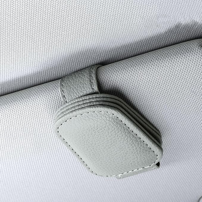 2 Pack Sunglass Holder for Car Magnetic Leather Sunglass Clip Universal Eyeglass Holder Car Visor Accessories Gray