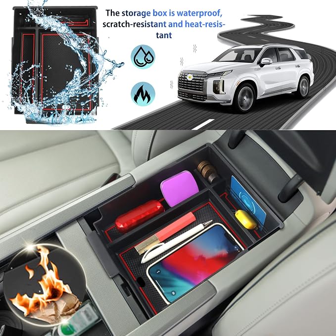 SHAOHAO for 2024 2025 Hyundai Palisade Center Console Organizer Tray for 2023 2024 2025 Hyundai Palisade Accessories SE SEL XRT Limited Calligraphy Armrest Storage Box Insert Tray Palisade 2024 2025