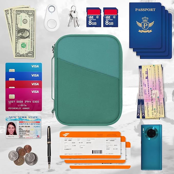 EcoVision Family Passport Holder for Travel with RFID Blocking, Traveling Essentials Organizer Pouch Bag, Light Passport Wallet for Travel Must Haves Accessories for Women Men