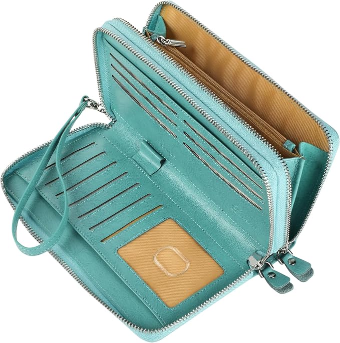 Lavemi Small Compact Women Wallet RFID Blocking Genuine Leather Bifold Purse with ID Windows