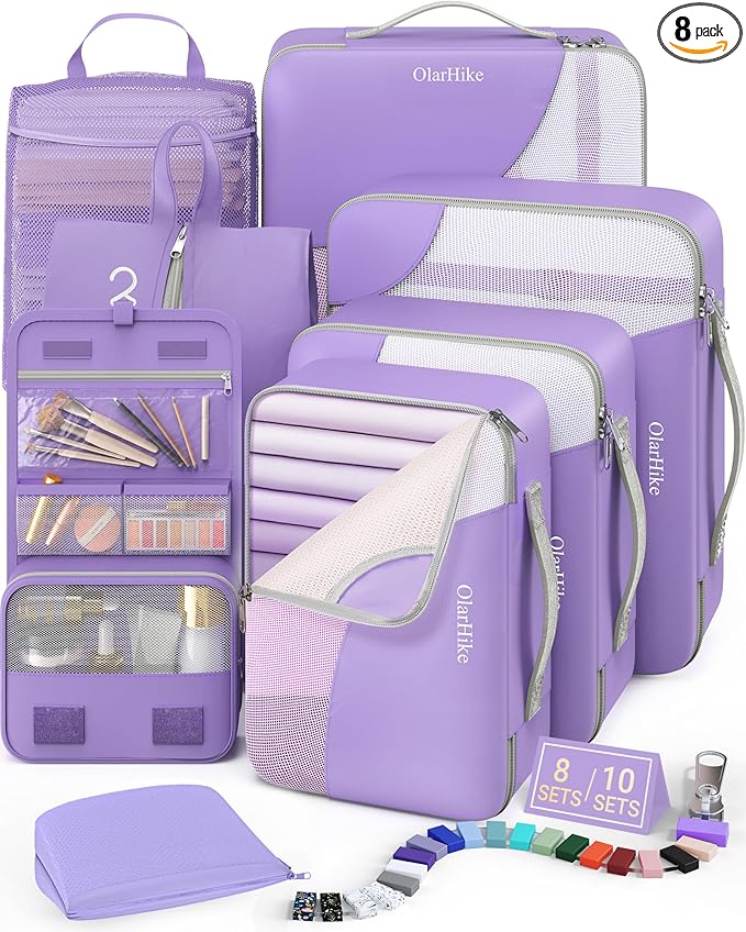8 Set Packing Cubes for Travel, Gifts for Women Mom,Anti-Tearing Suitcase Organizer,OlarHike Vacation Essentials & Accessories for Cruise Ship