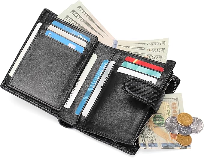 SENDEFN Men's Wallet Genuine Leather Bifold RFID Blocking Wallets for Men Credit Card Holder with Coin Pocket