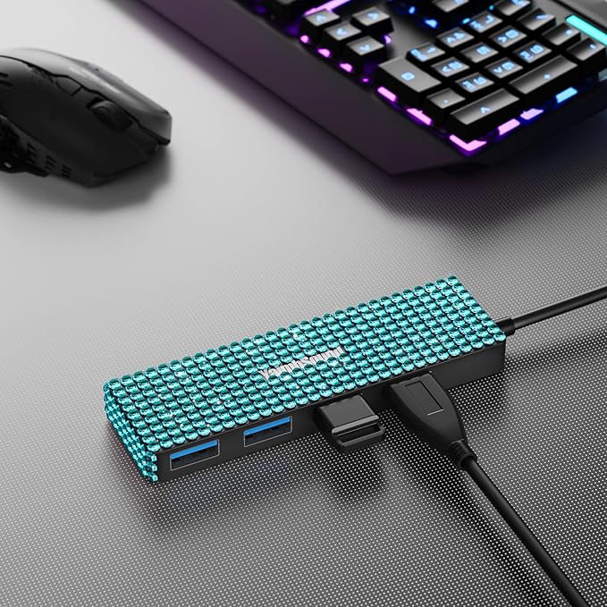 USB Splitter 1 in 2 Out, USB 3.0 Splitter Multiple USB, YaimhSound USB Extension Hub for Laptop/PC/Mac Pro/MacBook/Flash Drive, SSD,Gaming (Blue)