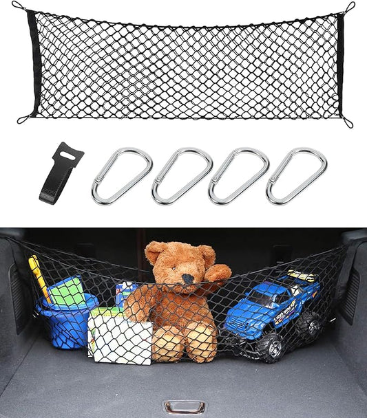 bylikeho Cargo Net,Adjustable Trunk Storage Net with Hook,Car Accessories Exterior,Elastic Trunk Stretchable Tailgate Nets,Automotive Organizer and Storage,Suitable for Most Vans,SUVs,Pickup,Trucks