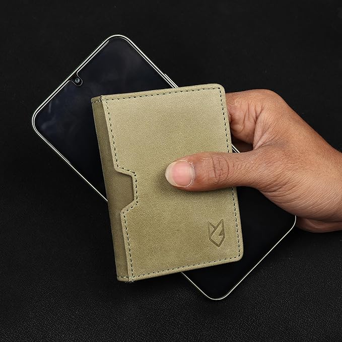 FOXHACKLE Full Grain Leather Credit Card Holder for Men and Women, Slim Bifold RFID Blocking Wallet, Thin Front Pocket Minimalist Wallet, Small Card Case.