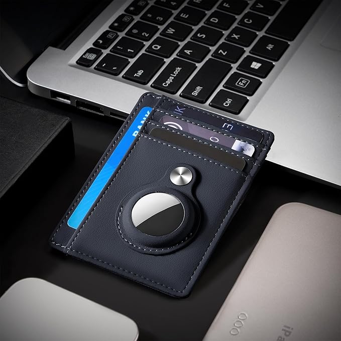 Hawanik Slim Minimalist Front Pocket Air Tag Wallet, RFID Blocking Card Holder Wallet with Airtag Holder