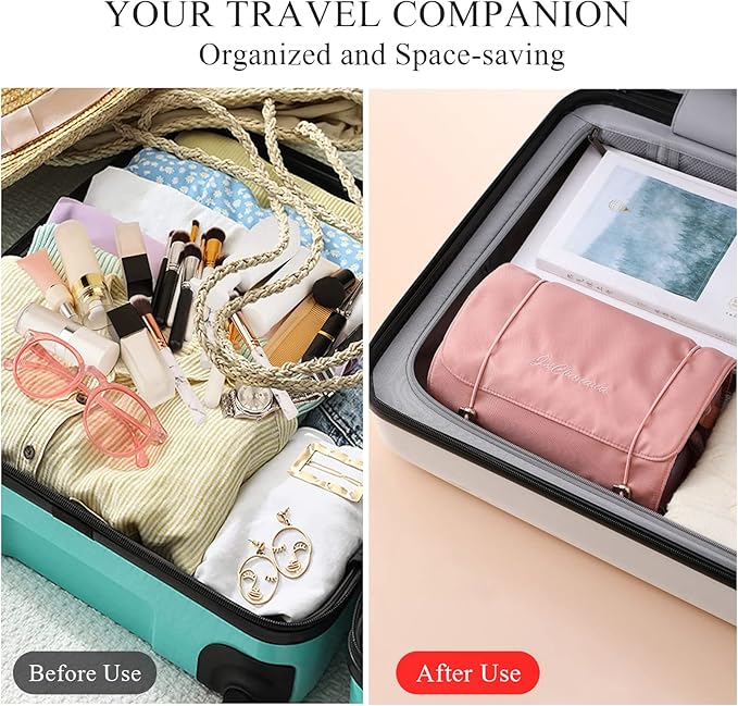 LumiSyne 4 In 1 Detachable Toiletry Bag Hanging Roll-Up Makeup Bag Large Capacity Travel Wash Bag Mesh Cosmetic Bag Portable Foldable Toiletry Bag Waterproof Cosmetic Organizer Bag For Travel Daily