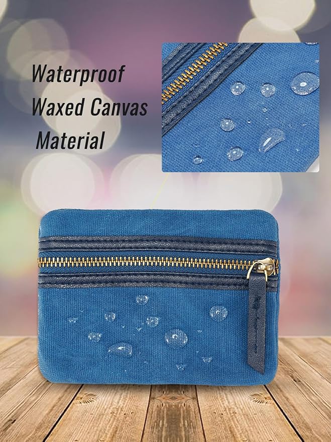 SP4 Waxed Canvas Compact EDC Pocket Organizer, Zippered Pocket Pouch for Men, Mini EDC Organizer for Change, Notebook, Tactical Pen, Flashlight