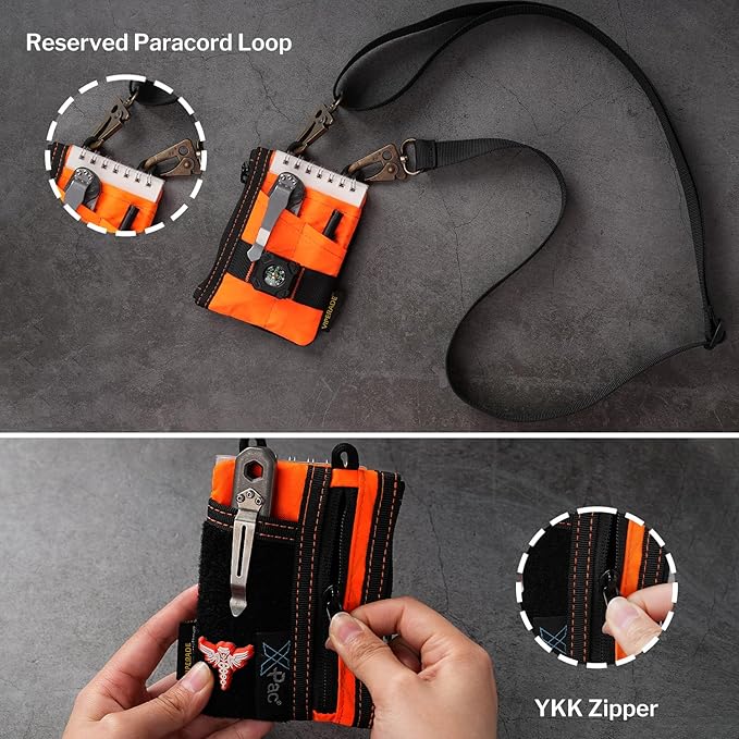VIPERADE VE18-S Small EDC Pouch, Mini EDC Pocket Organizer for Men, EDC Pocket Organizer, 3 Slots with 2 Zipper Pockets Multitool Pouch