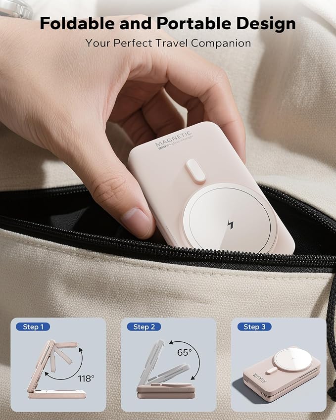 KPON Foldable 3in1 Charging Station for Magsafe, Travel Phone and Watch Charger for Apple Devices, Wireless Charging Dock for iPhone 17 16 15 14 13 12 Series/Apple Watch/Airpods