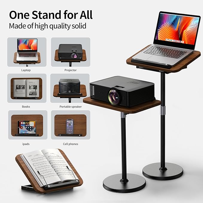 NAMON 2-in-1 Laptop Floor Stand & Desktop, Adjustable Height from 16.5" to 51", Wood Small Laptop Table, Tall Laptop Stand Perfect for Home, Office, Meeting Room, Study (Walnut Finish)