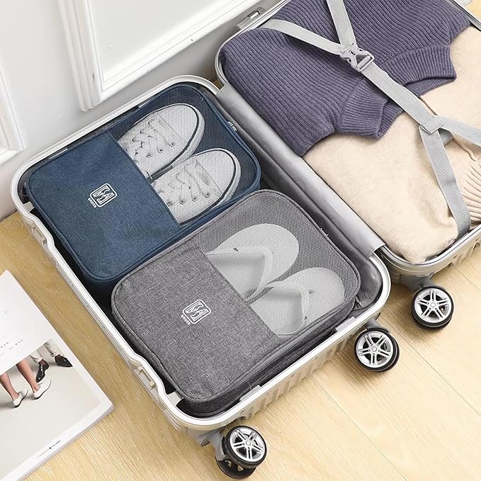 Portable Waterproof Shoe Organizer - Travel Essentials for Carry On Luggage, Travel Shoe Bags, Shoes Travel Bag for Luggage, Hold 3-4 Pairs of Shoes Storage Pouch