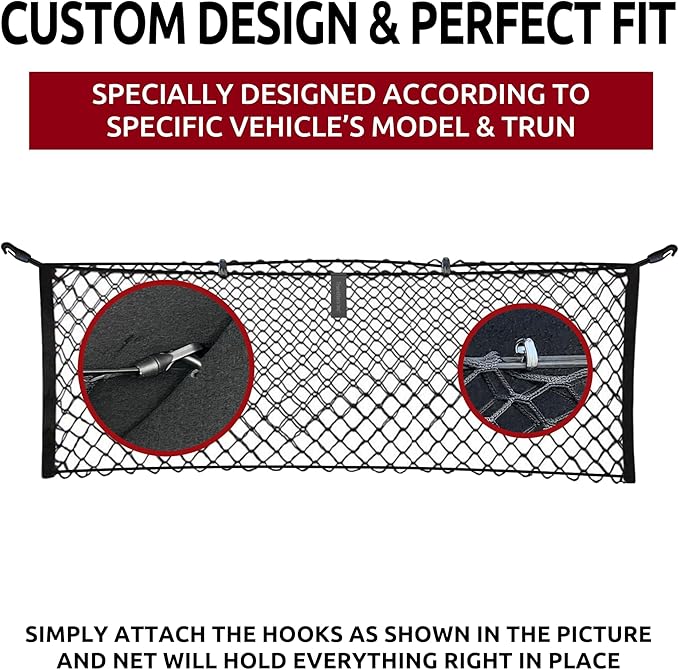 Rear Seat Envelope Style Automotive Elastic Trunk Mesh Cargo Net for Honda Civic 2022-2025 - Premium Trunk Organizer and Storage - Luggage Net for Hatchback - Car Organizer for Honda Civic