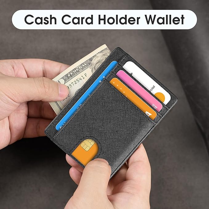 Slim Minimalist Wallet for Men,Front Pocket Wallet RFID Blocking Small Thin Credit Card Holder,ID Card Case Gift for Men Cross Black