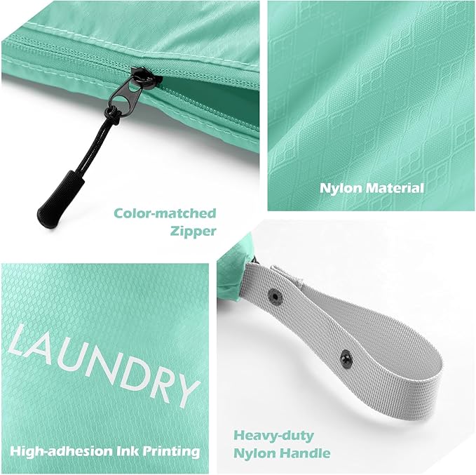 WiseBoy 2-Pack Travel Laundry Bags | Washable Wet Dry Bags for Gym | Odor-Resistant Dirty Clothes Organizer | Waterproof Swimsuit & Workout Gear Pouch with Heavy-Duty Zipper