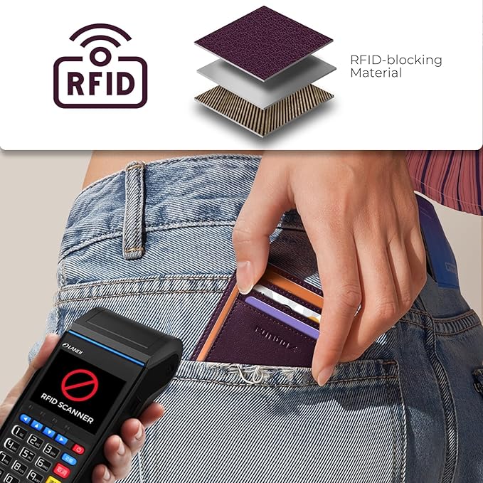 RUNBOX Slim ID Cases Minimalist Front Pocket RFID Blocking Leather Wallets for Men and Women Card Holder Wallets Gifts for men