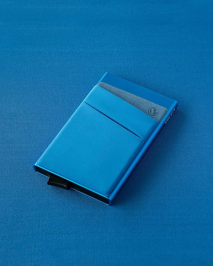 VULKIT Card Holder with Money Pocket Pop Up Wallet RFID Blocking Slim Metal Bank Card Case Holds 5 Cards and Notes