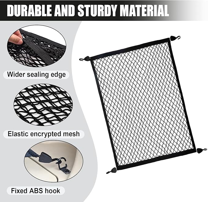 Elastic Cargo Net for Trunk SUV, Stretchable Mesh Truck Organizer, 31.5'' x 23.6'', Pickup Truck Bed Net with Hooks, Storage Luggage Cover for Car, Travel Essentials
