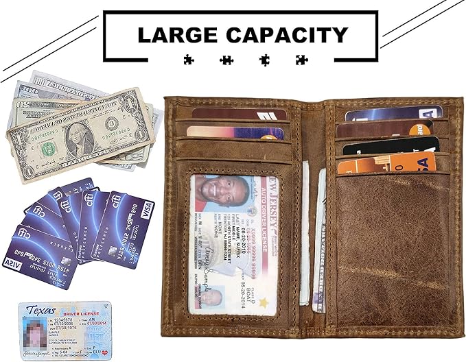Slim Thin ID/Credit Card Holder RFID Genuine Leather Bifold Front Pocket Wallet