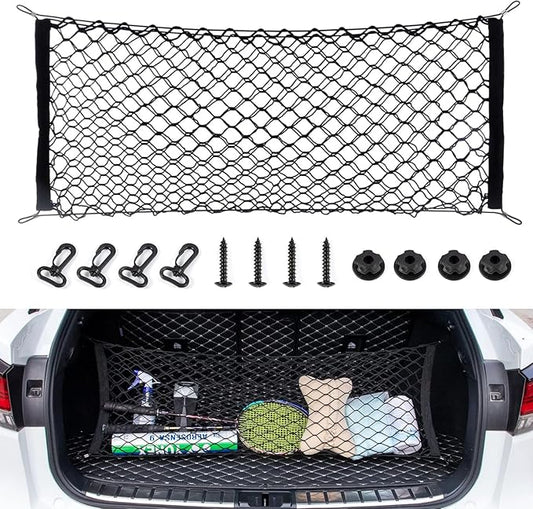 Alpmosn Stretchable Car Cargo Net Adjustable Elastic Storage Net Trunk Interior Accessories with Hook, Universal Fit for Car, Vehicle, SUV (43.3"x15.8")