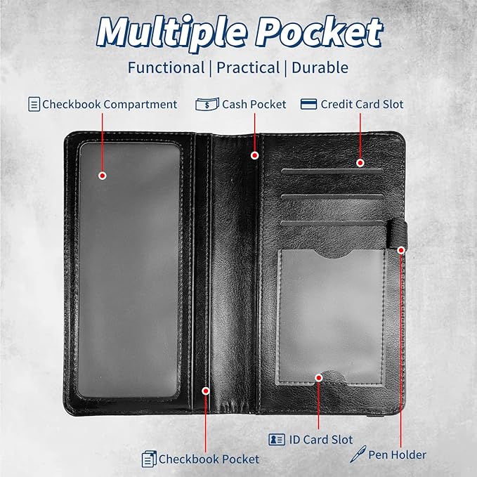 Checkbook Covers for Personal Checkbook Duplicate Checks RFID Blocking Checkbook Cover for Women Men with Elastic Strap Card Slots Pen Holder - Plants and Flowers