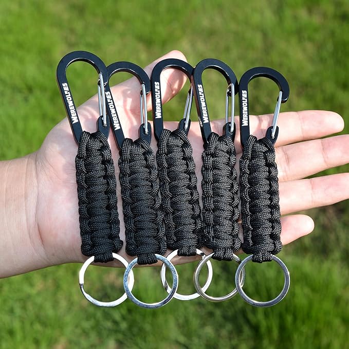 WEREWOLVES Paracord Keychain with Carabiner, Lanyard Clip for Keys