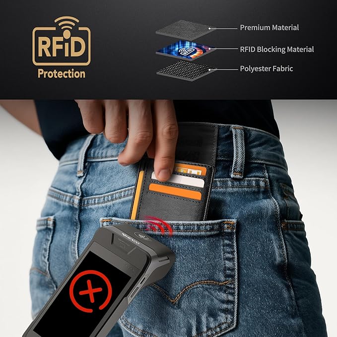 Mayski Slim Wallet, Credit Card Holder for Women, Minimalist Front Pocket RFID Blocking Card Cases, Small Wallet Women Men(Oiled Wax Black)