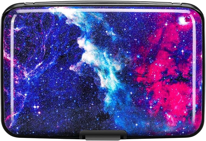ELFISH RFID Blocking Credit Card Protector Aluminum ID Case Hard Shell Business Card Holders Metal Wallet for Men or Women (Starry Sky)