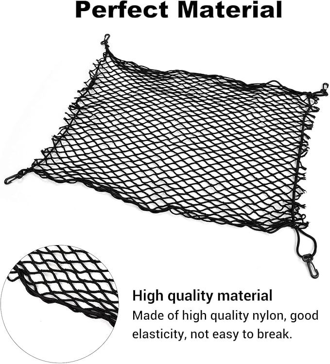Voodonala 40 x 24 Inches Universal Mesh Envelope Trunk Cargo Storage Organizer Net Elastic Mesh Net Pickup Truck Bed Divider Compatible for Cars, Vans, Trucks and SUVs, for Jeep, for Dodge, for Toyota