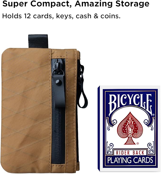 ALPAKA Zip Pouch Coyote Brown X-Pac - RFID-Blocking Small Cash and Card Zip Wallet with Carbon Neutral, Weatherproof Fabrics, YKK Zipper, EDC Pouch for Men Travel