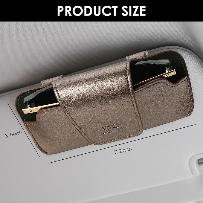 Sunglass Holder for Car Visor, Car Sunglasses Holder Leather, Eyeglasses Holder Glasses Storage Case Visor Accessories