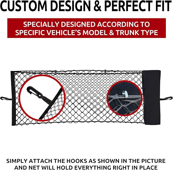 Envelope Style Automotive Elastic Trunk Mesh Cargo Net for Chevrolet Trax 2025-2026 - Premium Trunk Organizer and Storage - Luggage Net for Crossover - Best Car Organizer for Chevrolet Trax