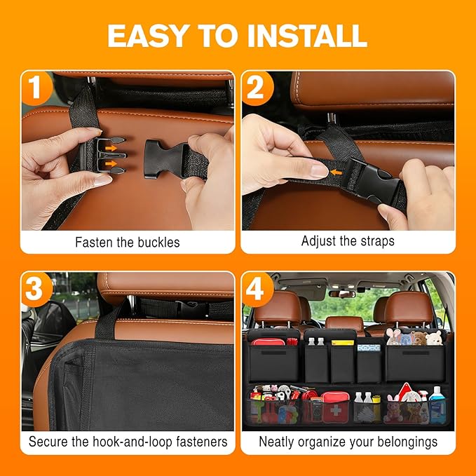 MoKo Trunk Organizer for SUV, Car Organizer with 10 Pockets Large Capacity & 3 Adjustable Straps for Easy Installation, Hanging Car Storage Universal Fit for Sedans, SUVs, MPVs, Trucks, 43.3 x 18.9in