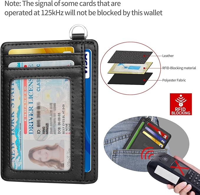 EcoVision Slim Minimalist Front Pocket Wallet, RFID Blocking Credit Card Holder Wallet with Detachable D-Shackle for Men Women