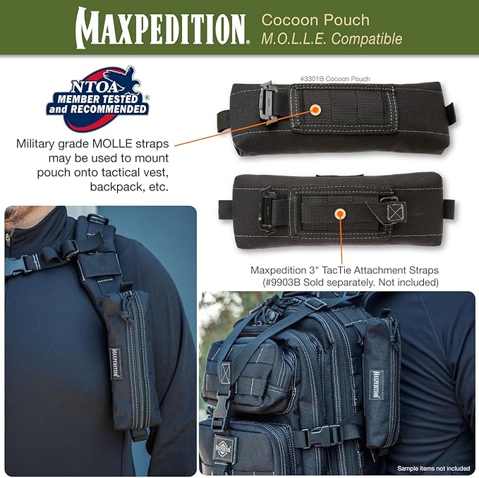 Maxpedition Gear Cocoon Pouch, Black, Medium